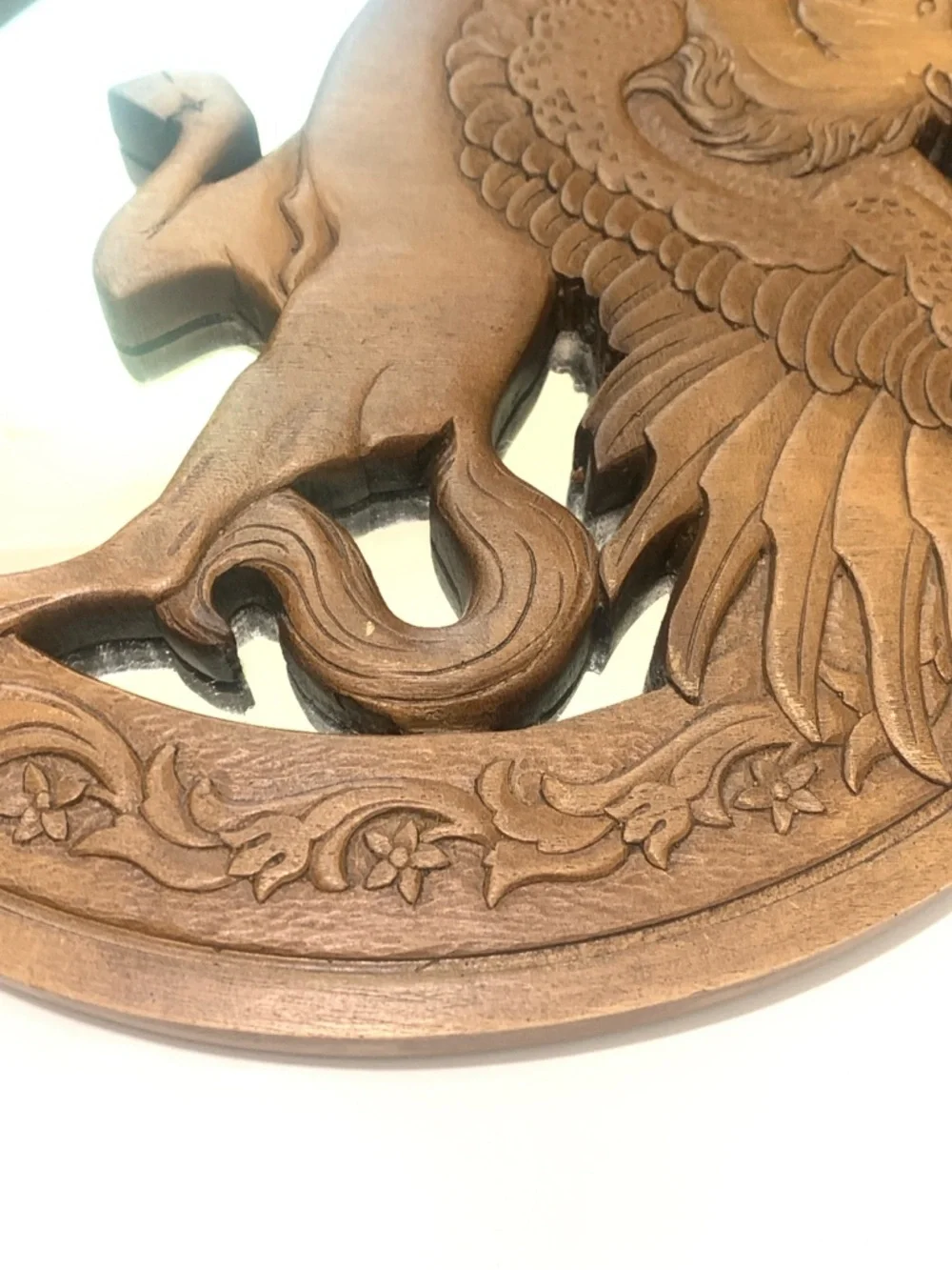 Wooden Pegasus Mirror - Brown